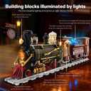 Wild West Ore Train Lighting Building Block Set with Signpost- 1402PCS | Steam Locomotive Model with LED Lights & Moving Parts, Retro Train Decor, Creative Gift for Adults&Teens&Western Enthusiasts