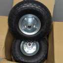 (2 Pack) RRQ 10 Inch Pneumatic Wheel 4.10/3.50-4 Tire, 10" Pneumatic Wheels with 5/8" Bearings,2.2" Offset Hub for Garden Cart, Hand Truck, Lawn Cart, Mower