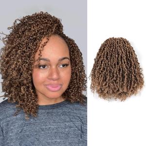 GIX Yanky Twist Crochet Hair - 10 Inch 8 Packs (240 Strands) Brown Highlight 3 Tones Pre-twisted Fluffy Spring Mini Twist Short Bob Passion Twist, Crochet Braiding Hair (10 Inch, F4/30/27-8P)