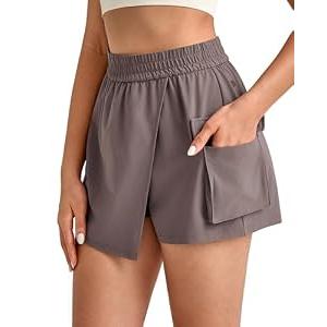 G4Free Hiking Pants for Women Elastic Waist Hiking Short Skirt Casual Summer Soft Comfortable Active Golf Sports Skorts with Pockets(Taupe,L)
