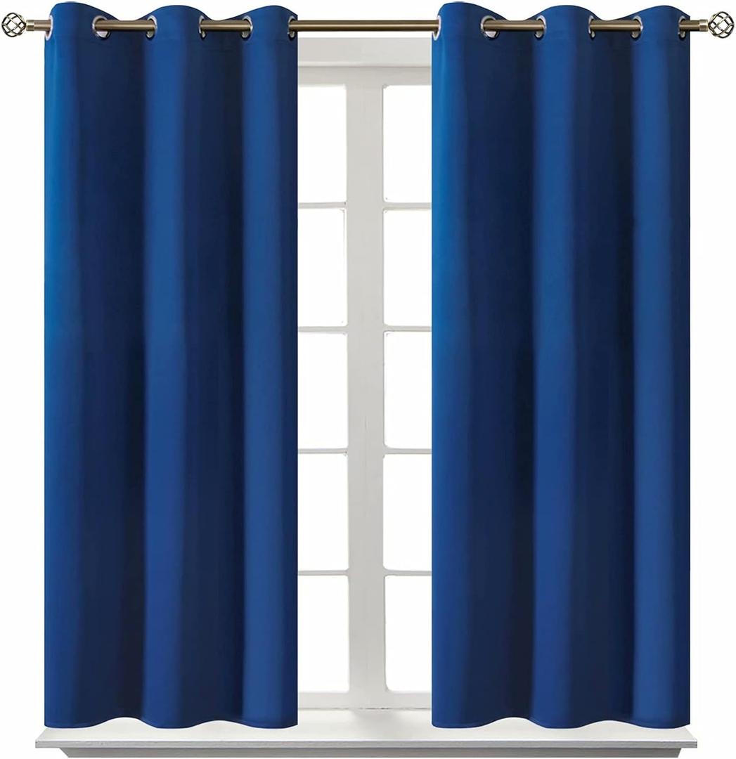 BGment Blackout Curtains for Bedroom - Grommet Thermal Insulated Room Darkening Curtains for Living Room, 38 x 45 Inch, 2 Panels, Royal Blue (38"W x 45"L (Pack of 2), Classic Blue)