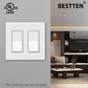[10 Pack] BESTTEN Decorator Wall Plate, 2 Gang Standard Size Outlet Cover for GFCI and USB Receptacles, H4.53 x W4.57, Unbreakable Polycarbonate Material, UL Listed, White