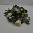 MISSPIN 2pcs Artificial Flowers Garland Spring Eucalyptus Garland Vintage Fake Flower Peony Rose Vine Greenery Decorative Wall Hanging Plant for Wedding Arch Door Arrangement Party Decor (White,2pcs)