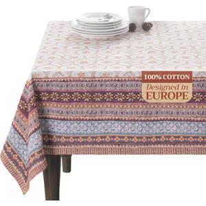 Maison d' Hermine Table Cloth Rectangle Table 100% Cotton 54 x 72 Inches Fall Tablecloth Reusable Everyday Use for Thanksgiving Christmas Decorations Dining Farmhouse Party (Fair Isle)