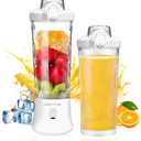 Portable Blender with 20 Oz Travel Cup, 6 Blades, USB Rechargeable for Shakes, Smoothies, Gym, Kitchen and Outdoors (White)