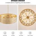 30inch Gold Crystal Chandelier, 2-Tier Round Drum Brass Chandeliers Modern Luxury, 8-Light Splicing Crystal Pendant Ceiling Light Fixture for Dining Living Room Foyer Kitchen Entryway