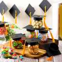 Teenyyou 24 Pcs Gold 2026 Graduation Cap Candy Jars Graduation Party Favors Candy Containers Bulk Grad Cap Box Jars Container with Tassels for DIY Table Party Supply Gifts