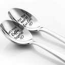 XQLZY Let's Have Coffee Together For The Rest Of Our Lives Funny Couple Spoon Set, Anniversary Spoon for Coffee Lovers, Valentine's Day Christmas Birthday Gift for Wife Husband Soulmate
