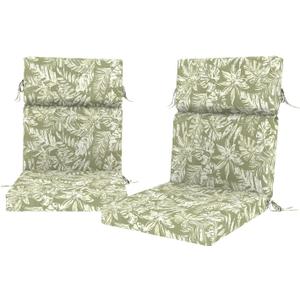 DYTXIII Outdoor High Back Chair Cushions Set of 2, 44"x22" Water Repellent Patio Seat Cushions with Elastic Sponge, All Weather Chair Pads for Rocking, Dining Chairs, Patio Furniture - Tropical Green, 44”x22”x3”