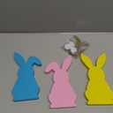 Easter Decorations for Home, 3 Pcs Wooden Easter Bunny Decorations, Farmhouse Easter Home Table Decor, Tiered Tray Centerpiece & Gift (Blue,Yellow,Pink)