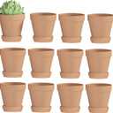 Fcacti 3 Inches Small Terracotta Pots with Saucer, 12 Pack 3" Terra Cotta Planter with Drainage Holes, Small Clay Flower Pots for Plants, Succulents, Crafts, Wedding Favor