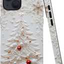 Case for iPhone 14 - Slim Fit Anti-Scratch Phone Case for Girl Women - Christmas Tree White (Glossy)