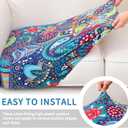 Hyha Printed Couch Cushion Covers, Floral Sofa Covers Washable for 3 Cushion Couch, Stretch Pattern Outdoor Cushion Covers for Patio Furniture with Elastic Bottom(3 Packs, Paisley)
