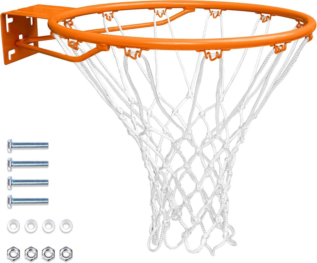 GoSports Regulation 18" Steel Basketball Rim - Choose from Fixed or Breakaway - Use for Replacement or Garage Mount, Fixed
