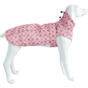 Adjustable Waterproof Dog Raincoat for Dogs,Lightweight Pet Rain Jacket Puppy Clothes with Reflective Strip for Small Medium Large Dogs (X-Large, Gold Cheery Blossoms Pink)