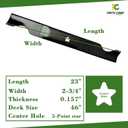Parts Camp 2 Pack Lawn Mower Blades 532405380 for Husqvarna 46 Inch Deck