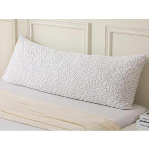Shredded Memory Foam Full Body Pillow - Cooling Removable Bamboo Rayon Cover + Extra Gel Foam, Soft-Firm Adjustable for Adults, Oeko & CertiPUR-US Standard, 20x54 Inch, 1 Pack (Marbling White)