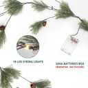 6.4ft Smokey Christmas Garland with Lights, Prelit Natual Rustic Cedar Pine Garland with Pine Cones for Home New Year, Mantle, Fireplace, Indoor Outdoor Decoration Simple Garland