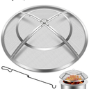 Fire Pit Spark Screen,36 Inch Fire Pit Screen Cover Stainless Steel Outdoor with Handle&Poker,Firepit Screens Cover Round Mesh Lid Heavy-Duty Steel Replacement for Backyard/Beach/RV Camping