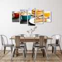 AWLXPHY Decor Coffee Breakfast Wall Art 5 Piece Framed Canvas Prints 40"x20" Kitchen Food Wall Decor for Dining Room Cafe Restaurant Ready to Hang
