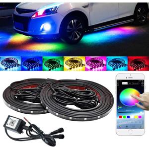 Car Underglow LED Light Kits,Bluetooth 4.0 RGB Color LED Strip Lights with App Control,Sync to Music 4 PCS(2x59 + 2x35 inch) Waterproof for All Cars.