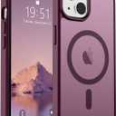 SUPFINE Magnetic for iPhone 14 Case & iPhone 13 Case (Compatible with MagSafe)(Military Grade Drop Protection) Slim Translucent Matte Shockproof Women Girl Phone Cover,Wine Red