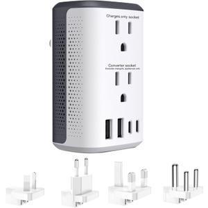 2000W Voltage Converter 220V to 110v for Europe Travel, Universal Plug Adapter (Type AV/B/C/E/F/G/I/J/N) witrOverload Protection,Compact Design for Hair Dryers, Curling lrons Laptops & Appllances