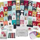 Dessie 100 Unique Modern Christmas Cards with Envelopes and Matching Sealing Stickers. Happy Holiday Cards with Short Greetings Inside. Bulk Christmas Cards Boxed with Envelopes (Assorted)