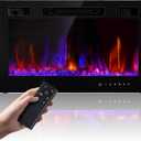 Electric Fireplace Insert 36" Realsmart 1500W Wall Mounted Fireplaces Recessed Heaters Remote Control Slim Black Fireplace Touch Screen Timer 12 Flame Colors LED Decor Low Noise