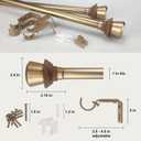 Modern Style Single Curtain Rod Set with Antique Brass Round Wood Look Finial, 36-72 in, Standard Single Whtie Drapery Rod for 1 Pack, 1 in diameter, Adjustable Length