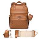 ANWTOTU Leather Baby Diaper Bags with Changing Station,Extra large Capacity Baby Diaper Bag Backpack,Waterproof Baby Essentials(Brown)