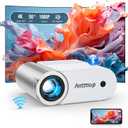 Antmap Mini Projector with WiFi and Bluetooth, 1080P Support Portable Projector for iPhone, 200” Portable Projectors for Bedroom, Compatible with Phone/Pad/Laptop/TV Stick
