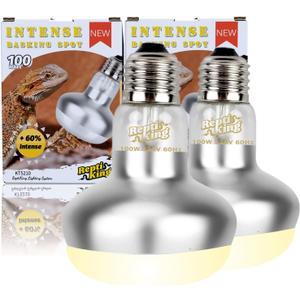 Basking Light for Reptiles, 2-Pack 100W Upgraded Intense Basking Spot, Reptile Heat Bulb Light, UVA Heat Lamp Bulbs for Bearded Dragon Turtle Chicken