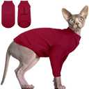 DENTRUN Sphynx Hairless Cats Shirt Pullover Kitten T-Shirts, Breathable Cat Wear Turtleneck Sweater Adorable Cat's Clothes Vest Pajamas Jumpsuit XS