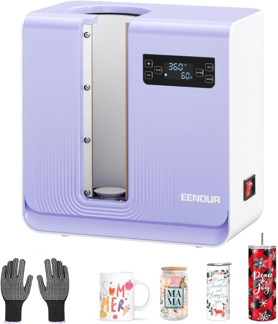 EENOUR Auto Tumbler Heat Press Machine, Automatic Rotating Tumbler Press, Pressure Setting Mug Press for Seamless Print, Even Heating Cup Press, for 11-32oz Sublimation Tumblers, Mugs, Glasses