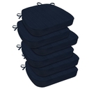 downluxe Chair Cushions for Dining Chairs, Waterproof Kitchen Chair Pads, NonSlip Dining Seat Cushion with Ties, 17" x 16" x 2.5", Navy, 6 Pack