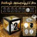 Foilswirl Class of 2026 Prom Graduation Decorations Set of 8 Black Clear Boxes with 35 Balloons and 8 Letters 2026 Prom Black and Silver Congrats Grad Party Supplies for Senior Night Any Grades
