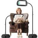 30X 10X Extra Large Floor Magnifying Glass with Light and Stand,60 LED Flexible Gooseneck Floor Magnifying Lamp with 5 Color Modes, 2-in-1 Lighted Magnifiers for Close Work, Sewing,Crafts, Painting