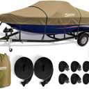 Kayme 1200D Heavy Duty Boat Cover for 17-19ft Boats - Waterproof, Tear Resistant with Reinforced Windproof Straps, Ideal for Fishing, Bass, Fish & Ski,V-Hull Boat.