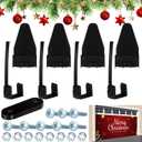 Reallnaive 4 Pcs Christmas Garage Door Banner Clamps Garage Door Backdrop Installation Kit Large Banner Cover Hanging Hooks Tools Mural Clips for Christmas Holiday Decorations