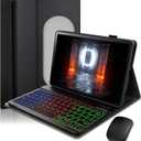 Case Keyboard for Google Pixel Tablet 11 inch 2023/2024 Cover - 7 Color Rainbow Change Backlit Detachable Magnetic Keyboard with Mouse - Black