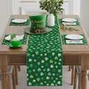 2 x XCHI Green Shamrocks St. Patrick's Day Table Runner Table Decoration for Party Home Kitchen Dining Holiday Decor 13x60 Inch