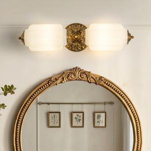 Vintage Gold 2-Lights Bathroom Vanity Light Fixtures with Milky White Glass