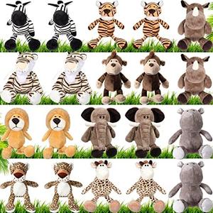 HyDren 20 Pcs Safari Stuffed Animals 11.8'' Plush Jungle Wild Animals Cute Elephant Giraffe Lion Tiger Monkey Stuff Animals Soft Plush Animals in Bulk Stuffed Animals Toy for Toddler Baby Jungle Party