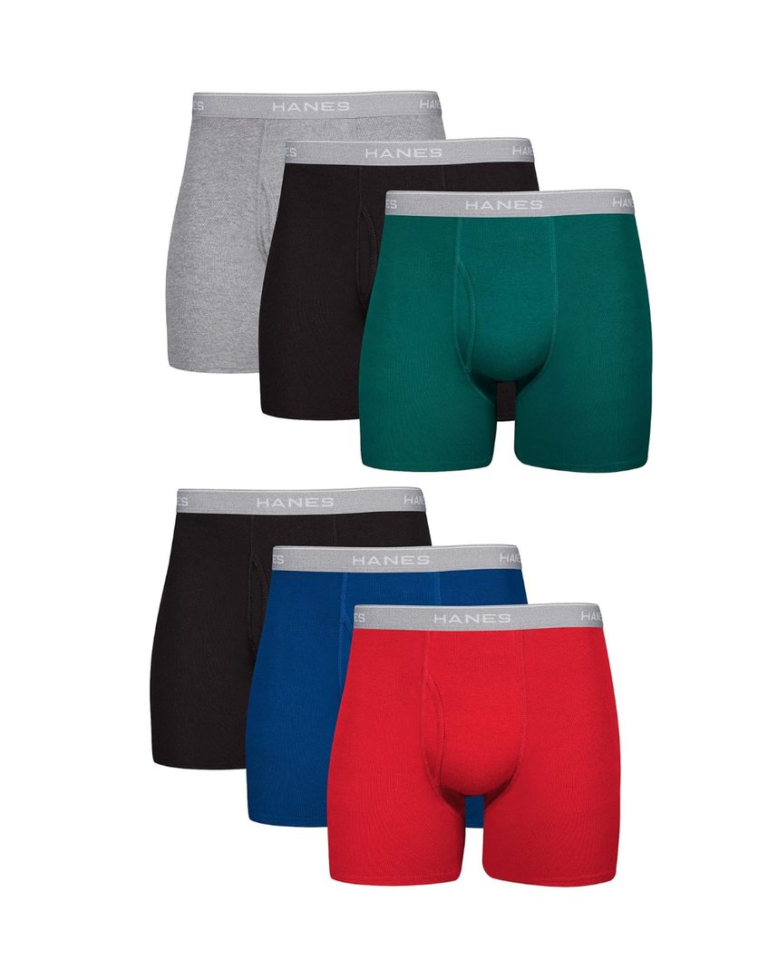 Hanes Men's Boxer Briefs, Cool Dri Moisture-Wicking Underwear, Cotton No-Ride-up for Men, 6 Pack, Assorted, S