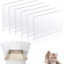 6PCS Cat Litter Box Pee Shields, Transparent Easy Clean Splash Guard for Open Top Litter Pan 14.511.5in- Litter Box Not Included(6PC)