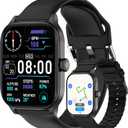 Smart Watch with Built-in GPS and Offline Maps, 1.96" HD Display, Answer/Make Calls, 100+ Sport Modes, Heart Rate/Sleep/SpO2 Monitor, Fitness Activity Tracker for Android and iPhone, 2 Bands, Black