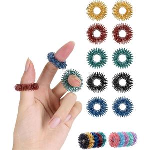Mr. Pen- Spiky Sensory Rings, 10 Pack, Stress Relief Fidget Sensory Toys, Fidget Rings, Fidget Ring for Anxiety, Stress Relief Rings, Massager for Fidget ADHD Autism, Silent Stress Reducer Ring (Jewel Tones)