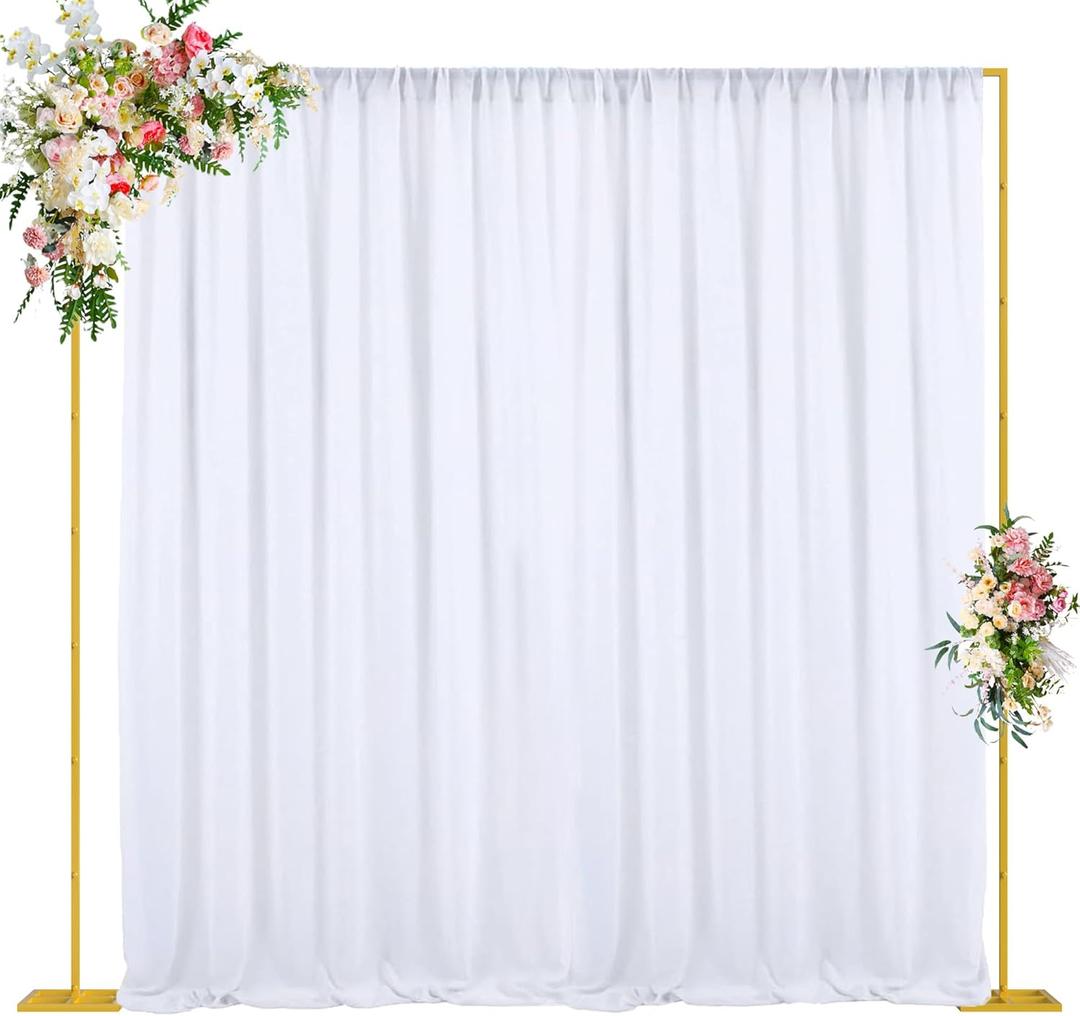 Wokceer 10x10 FT Backdrop Stand Heavy Duty Pipe and Drape Kit, Adjustable Gold Backdrop Stand for Wedding Birthday Party Photography Photo Booth Background Christmas Decoration, Gold 
