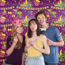 Mardi Gras Foil Fringe Curtain, 2-Pack Purple Gold Green Tinsel Backdrop New Orleans Masquerade Party Decorations Photo Booth Props